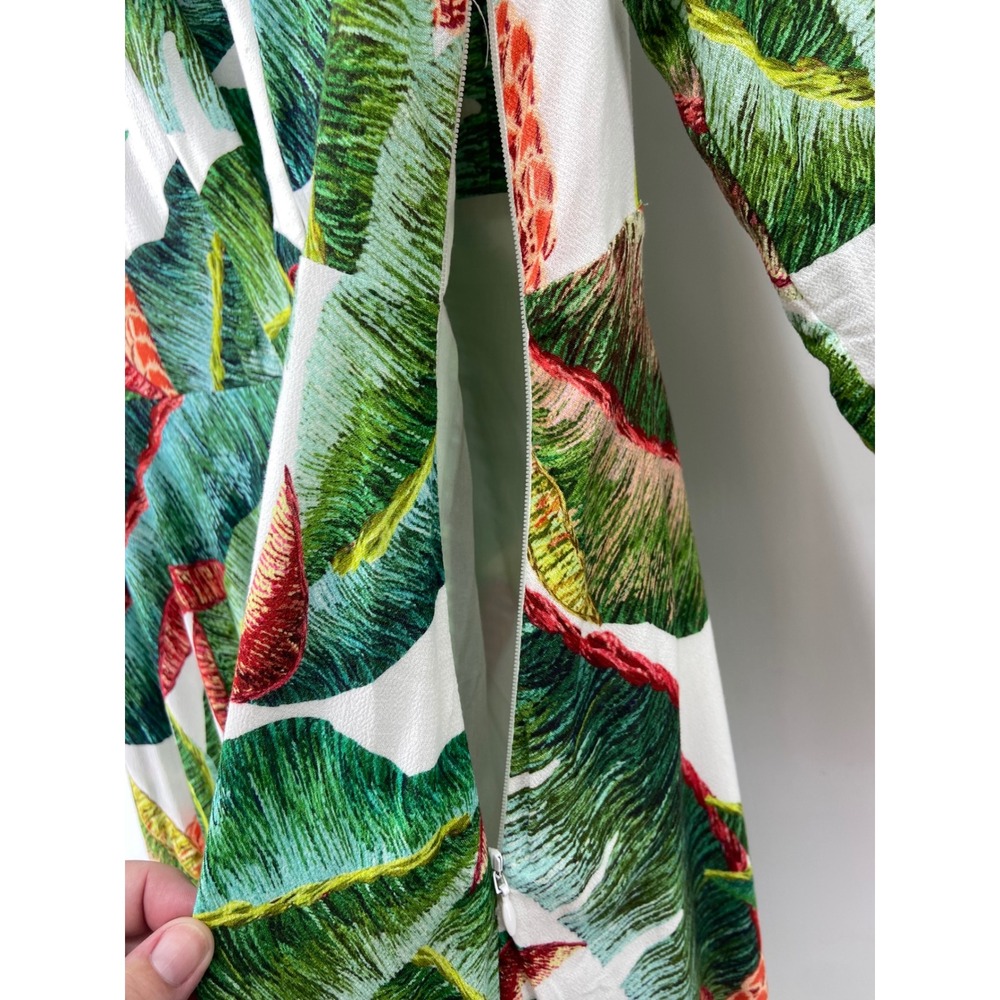 Farm Rio Maxi Dress Women Large Forest Palm Pineapple Plunging Neckline Tropical - Picture 9 of 11